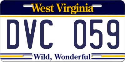 WV license plate DVC059