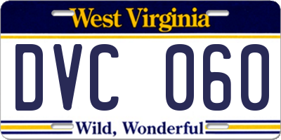 WV license plate DVC060