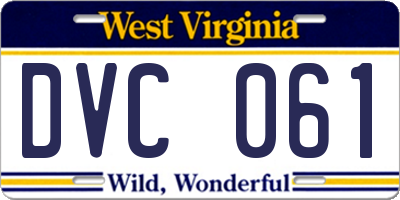 WV license plate DVC061