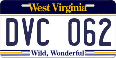 WV license plate DVC062