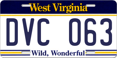 WV license plate DVC063
