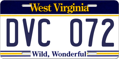 WV license plate DVC072