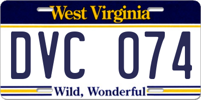 WV license plate DVC074