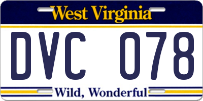 WV license plate DVC078