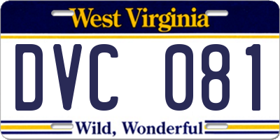 WV license plate DVC081