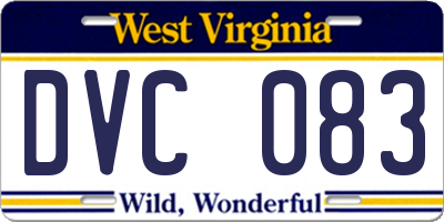 WV license plate DVC083