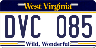 WV license plate DVC085