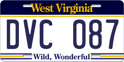 WV license plate DVC087