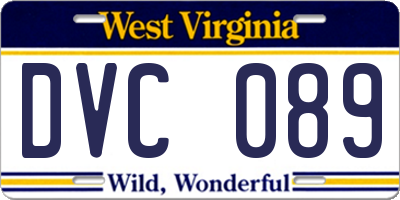 WV license plate DVC089
