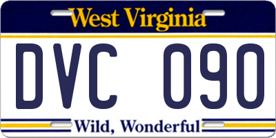 WV license plate DVC090