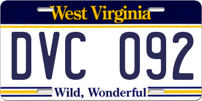 WV license plate DVC092