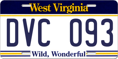 WV license plate DVC093