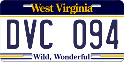 WV license plate DVC094