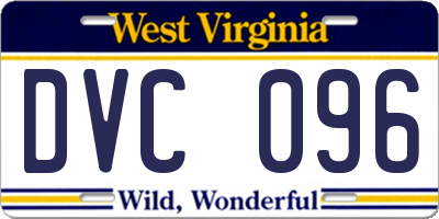 WV license plate DVC096