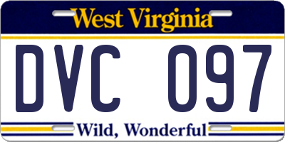 WV license plate DVC097