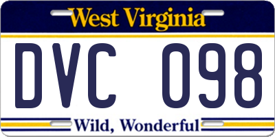 WV license plate DVC098