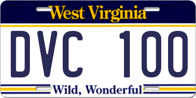 WV license plate DVC100