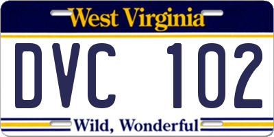 WV license plate DVC102