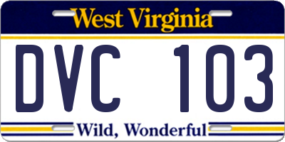 WV license plate DVC103