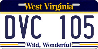 WV license plate DVC105