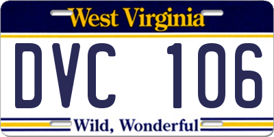 WV license plate DVC106