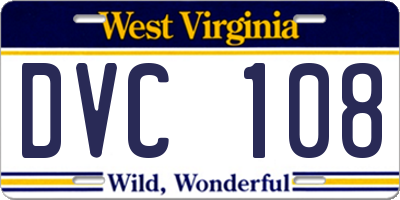 WV license plate DVC108