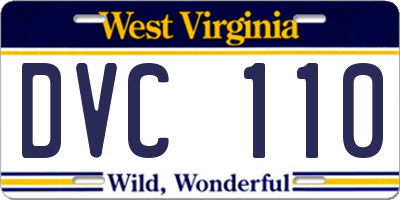 WV license plate DVC110