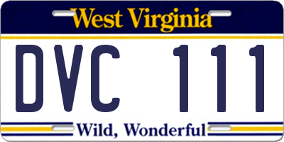 WV license plate DVC111