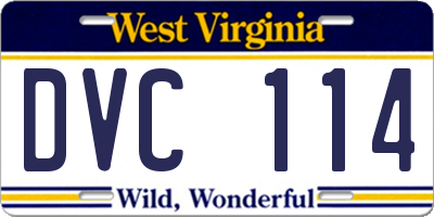 WV license plate DVC114