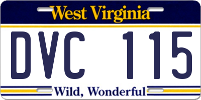 WV license plate DVC115