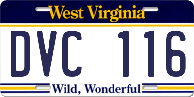 WV license plate DVC116