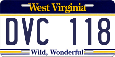 WV license plate DVC118