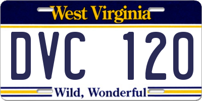 WV license plate DVC120