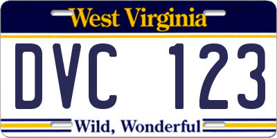 WV license plate DVC123