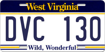 WV license plate DVC130