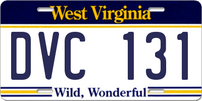 WV license plate DVC131