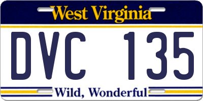 WV license plate DVC135