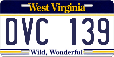WV license plate DVC139