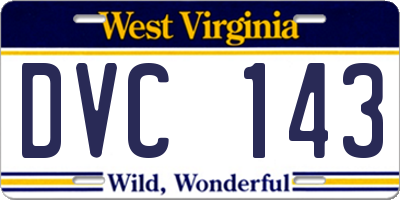WV license plate DVC143