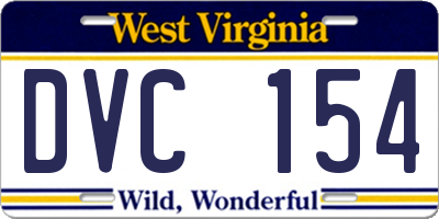 WV license plate DVC154