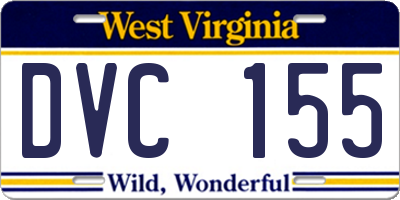 WV license plate DVC155