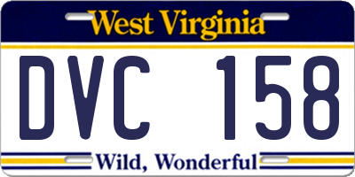 WV license plate DVC158