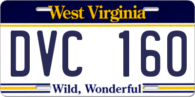 WV license plate DVC160