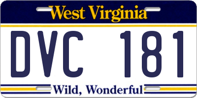 WV license plate DVC181
