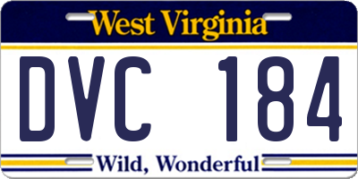 WV license plate DVC184