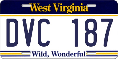 WV license plate DVC187