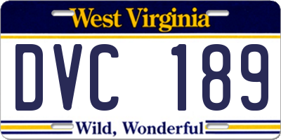 WV license plate DVC189
