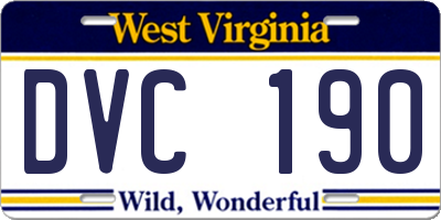WV license plate DVC190