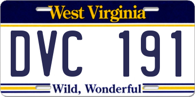 WV license plate DVC191