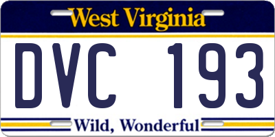 WV license plate DVC193